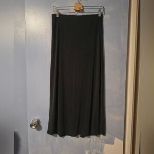 Ese O Ese Dark Blue Grey Satin Pull On Midi Skirt M